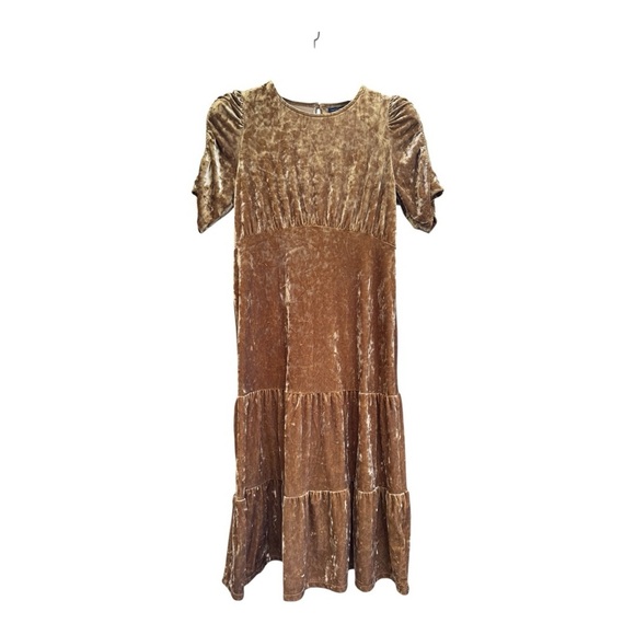 Who What Wear Dresses & Skirts - Who What Wear Maxi Dress M Gold Velour Tiered dress